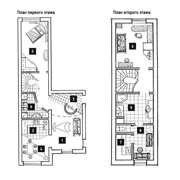 Стильное решение на два этажа